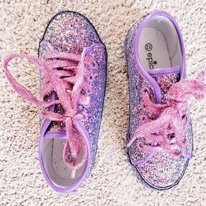 Girls purple glitter shoes